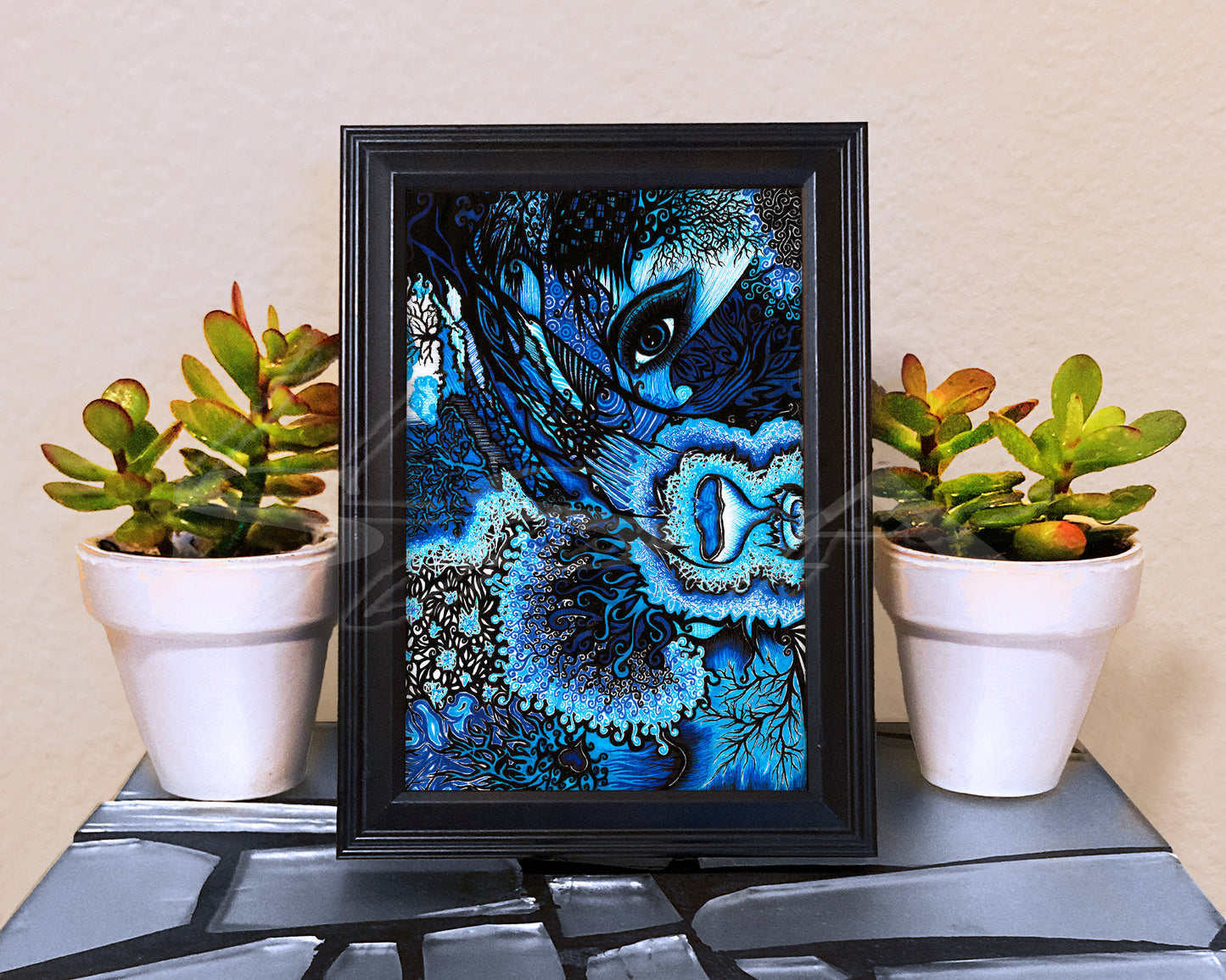 Abstract Blue - Print of Original Pen & Ink Drawing