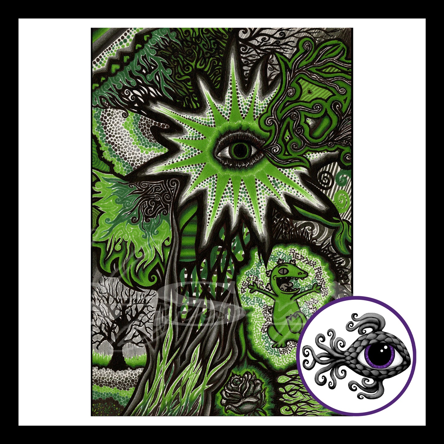 Abstract Green - Print of Original Pen & Ink Drawing