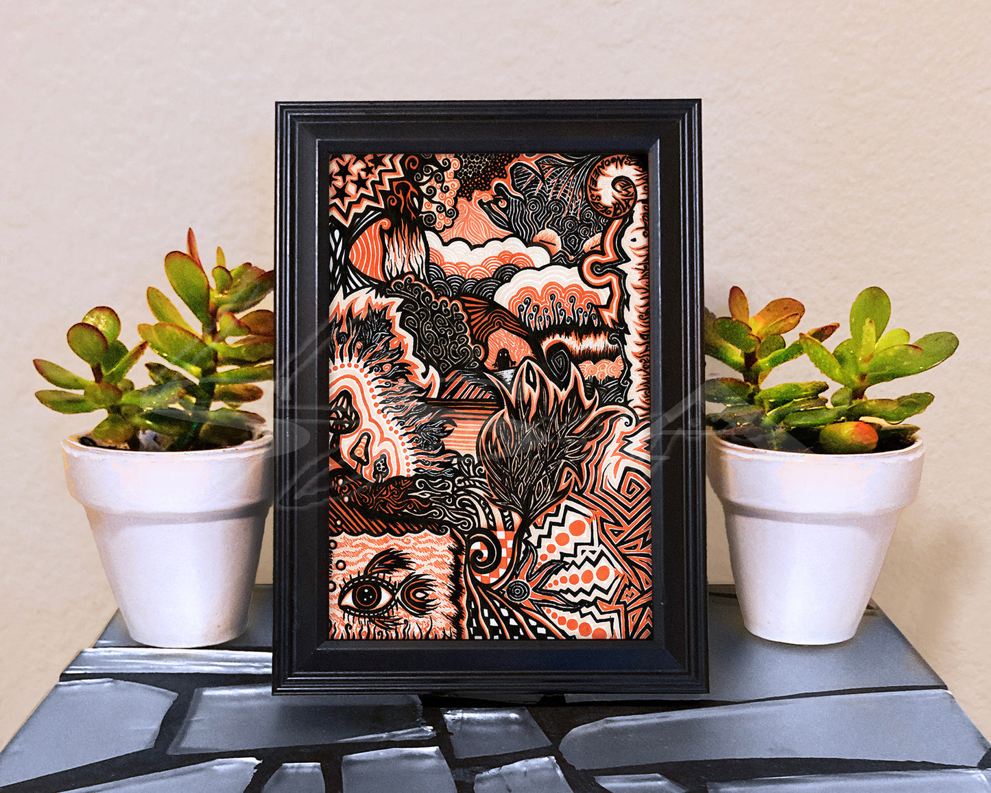 Abstract Orange - Print of Original Pen & Ink Drawing