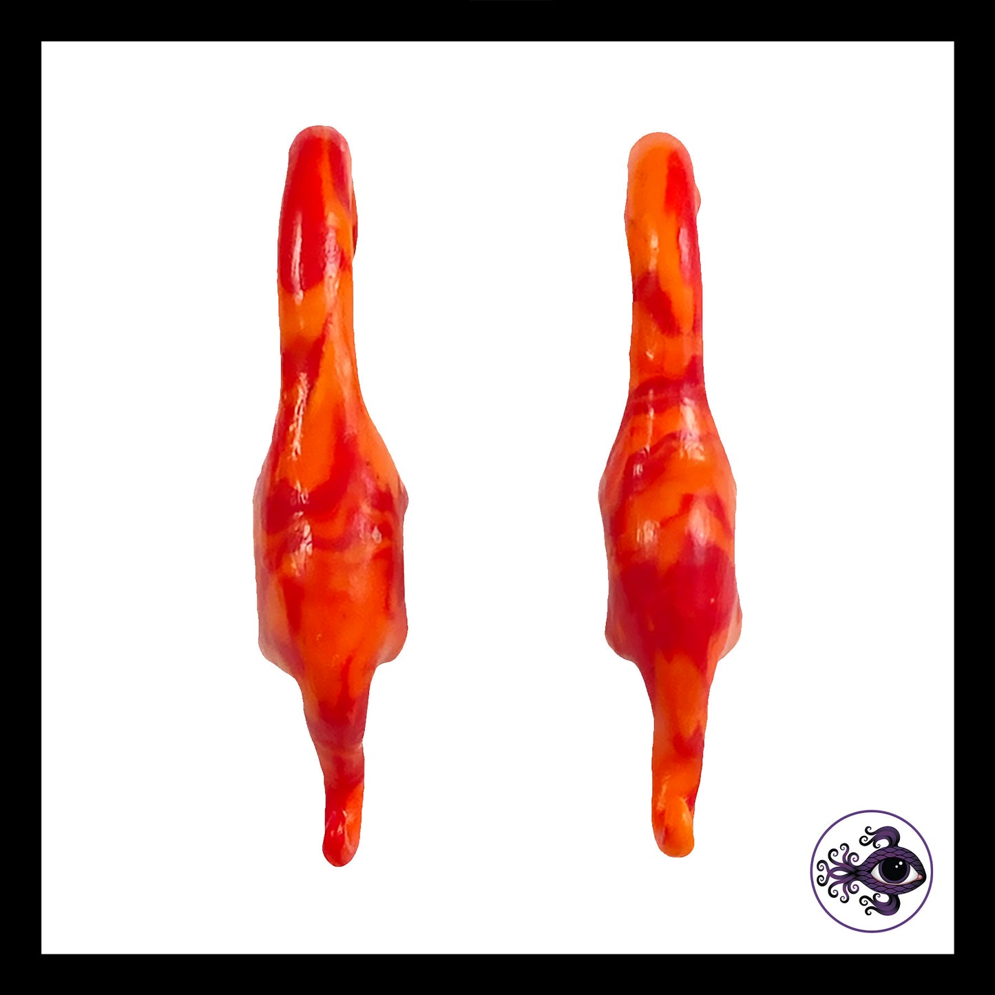 Dinosaurs - 0g 8mm Orange Swirl - Handmade Clay Gauge Earrings