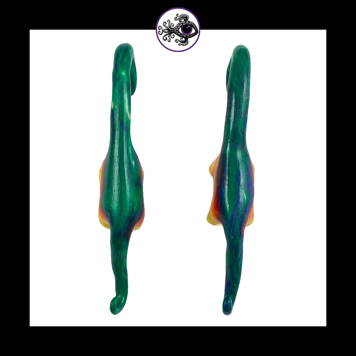 Dinosaurs - 1g 7mm Rainbow - Handmade Clay Gauge Earrings