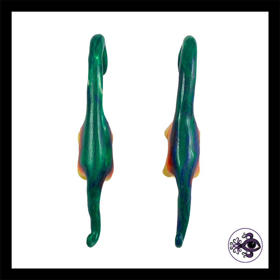 Dinosaurs - 1g 7mm Rainbow - Handmade Clay Gauge Earrings