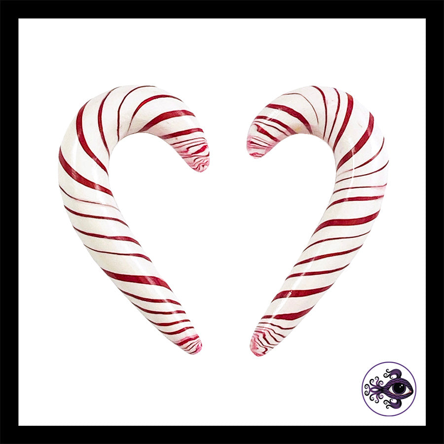 Candy Canes - 00g 9mm - Handmade Clay Gauge Earrings
