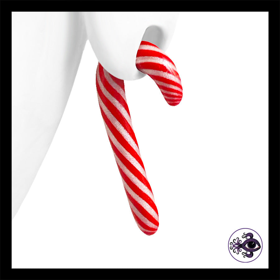 Candy Canes - 4g 5mm - Handmade Clay Gauge Earrings