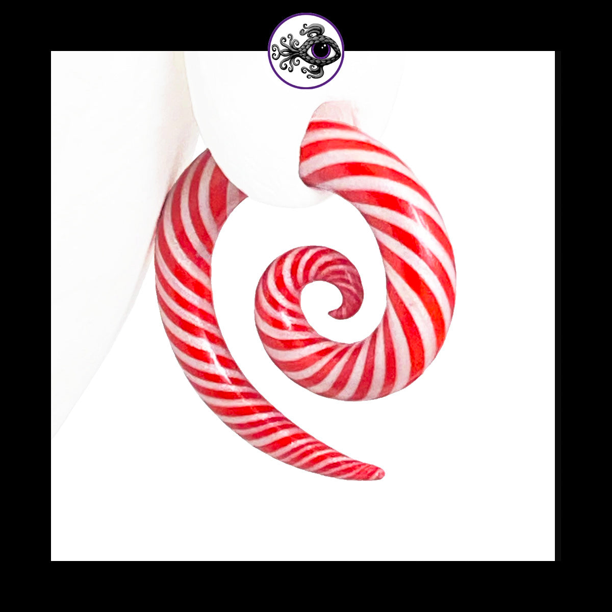 Candy Canes - 0g 8mm Spiral - Handmade Clay Gauge Earrings