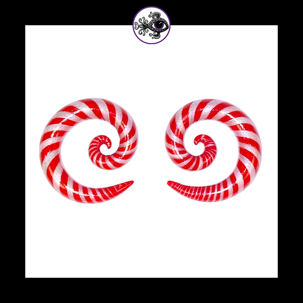 Candy Canes - 0g 8mm Spiral - Handmade Clay Gauge Earrings