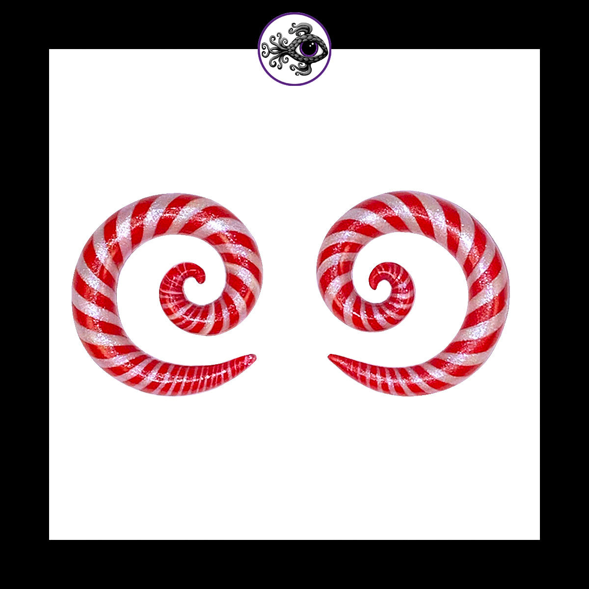 Candy Canes - 0g 8mm Spiral - Handmade Clay Gauge Earrings