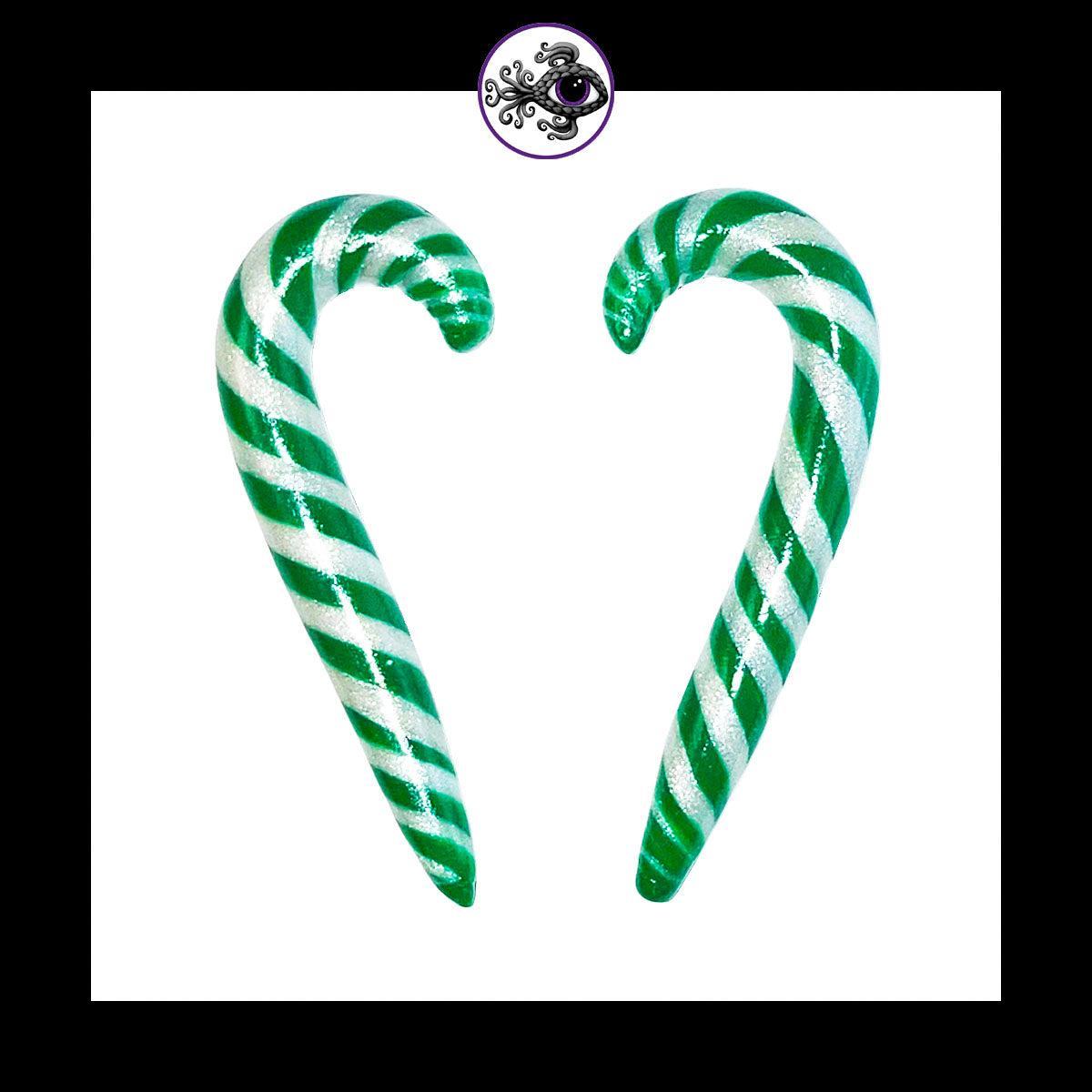 Candy Canes - 4g 5mm - Green - Handmade Clay Gauge Earrings