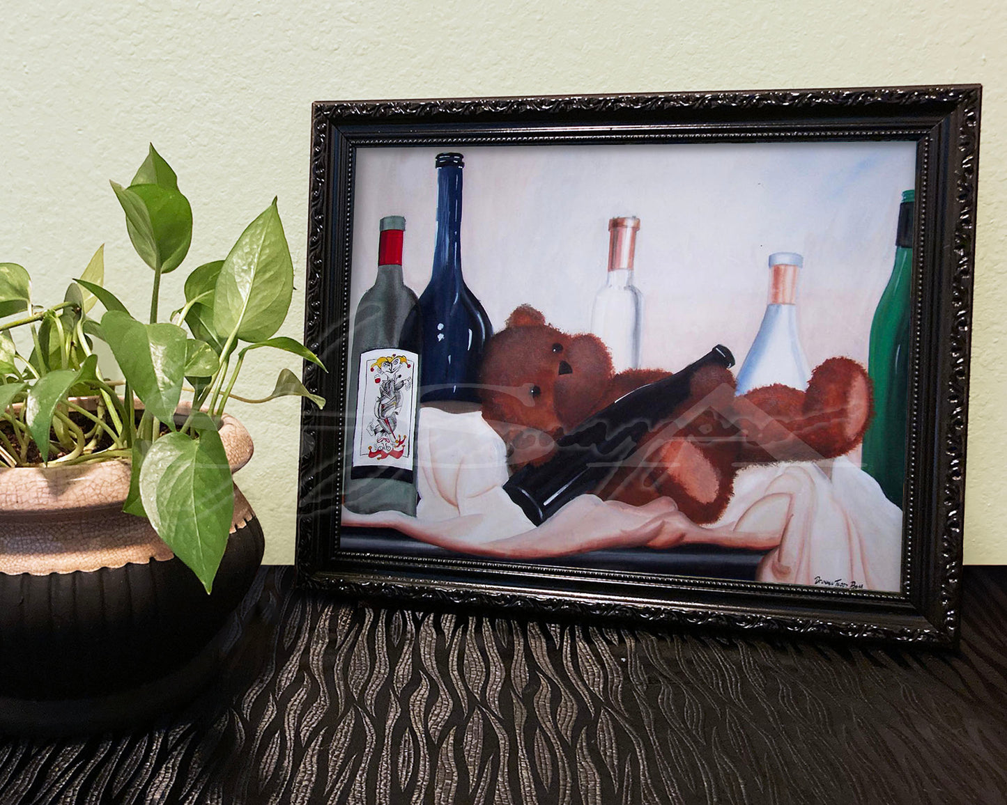 Drunken Teddy Bear - Print of Original Gouache Painting