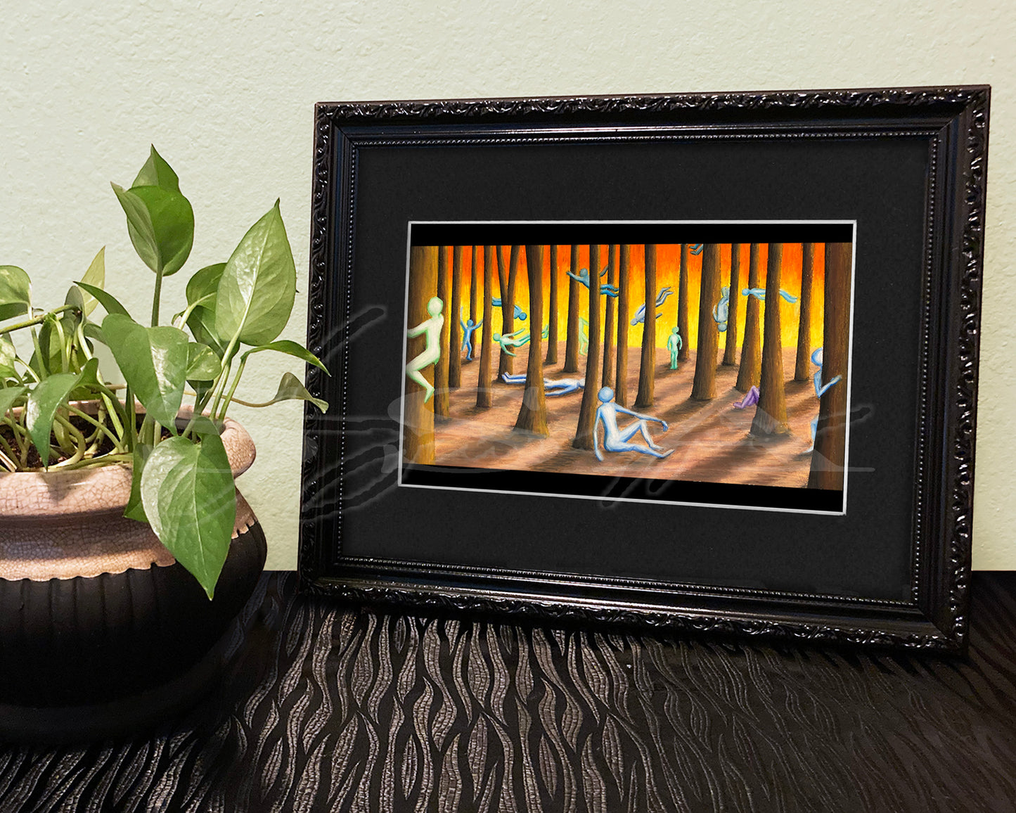 Figure Forest - Print of Original Oil Pastel Drawing