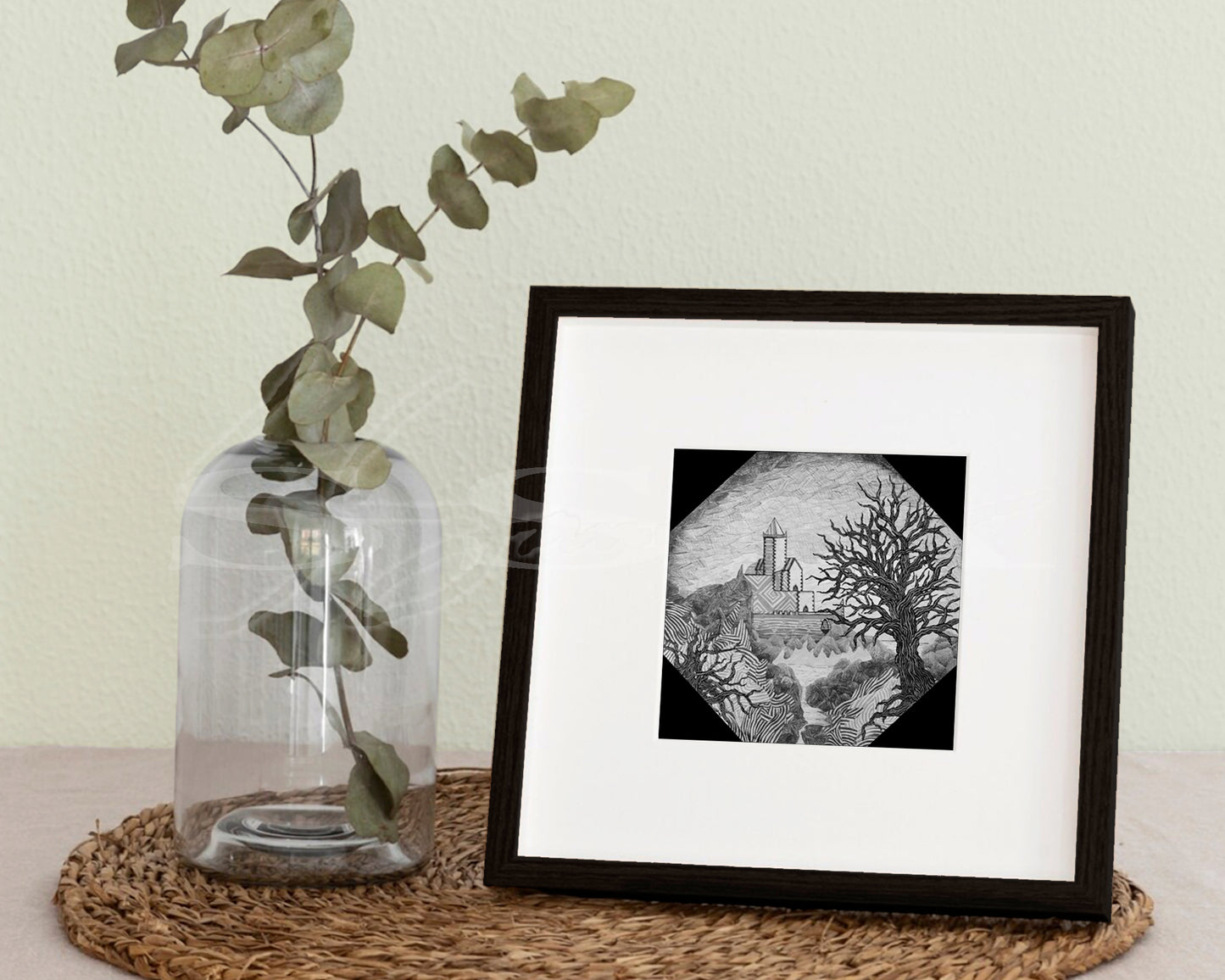 Dark Castle - Print of Original Mixed Media Drawing