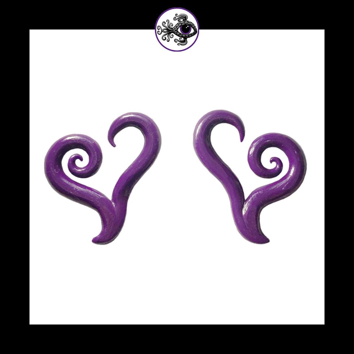 Hearts - 6g 4mm Purple - Handmade Clay Gauge Earrings