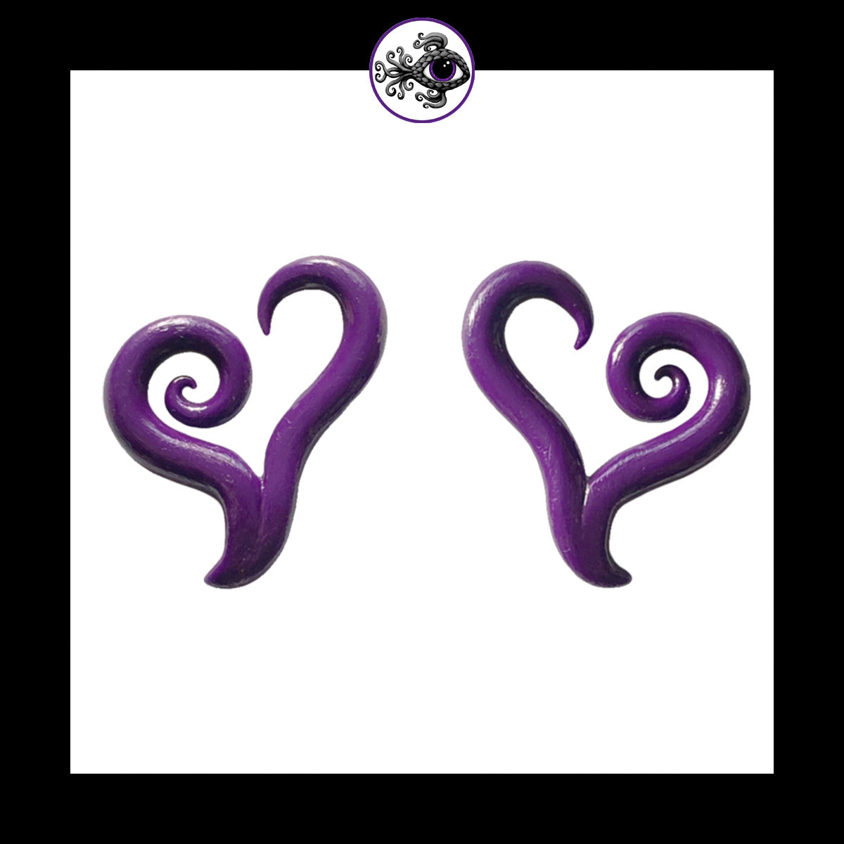 Hearts - 6g 4mm Purple - Handmade Clay Gauge Earrings