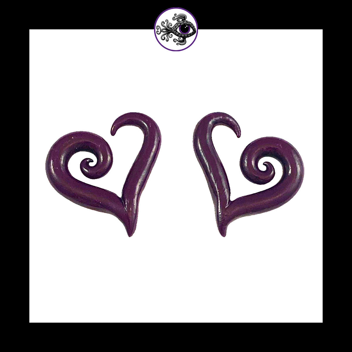 Hearts - 6g 4mm Dark Purple - Handmade Clay Gauge Earrings