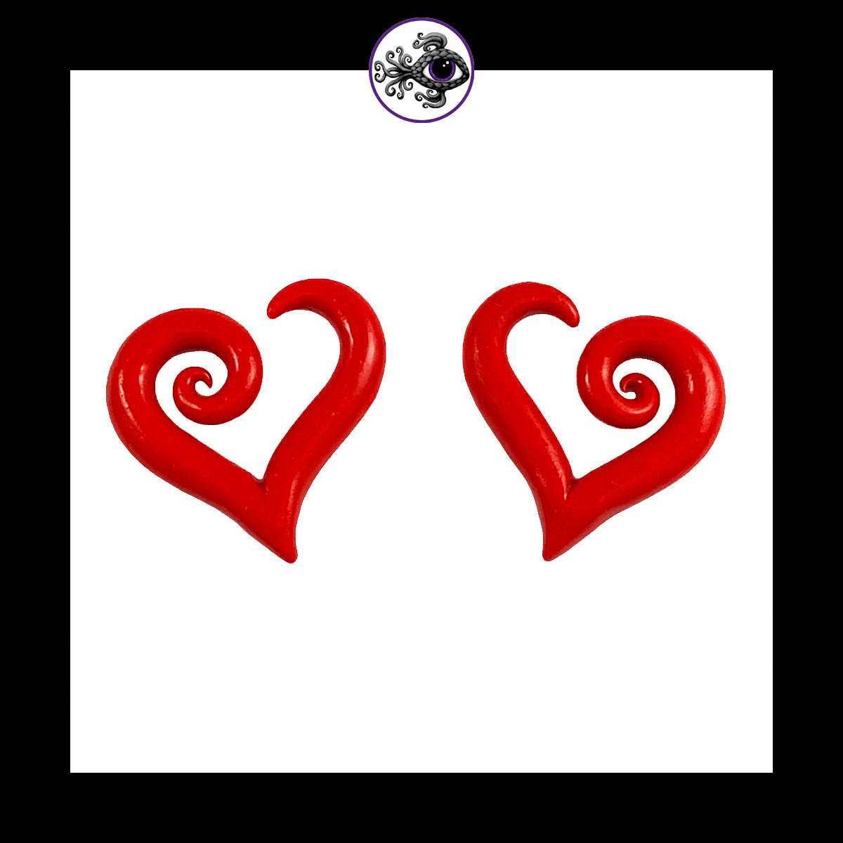 Hearts - 6g 4mm Red - Handmade Clay Gauge Earrings
