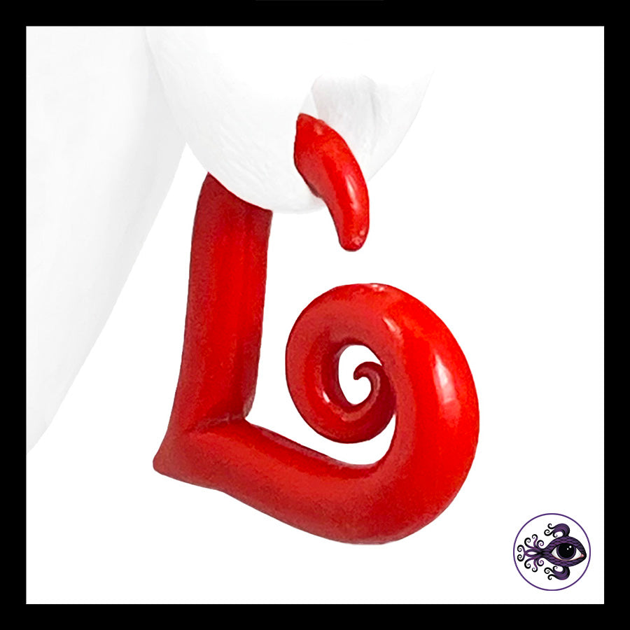 Hearts - 6g 4mm Red - Handmade Clay Gauge Earrings