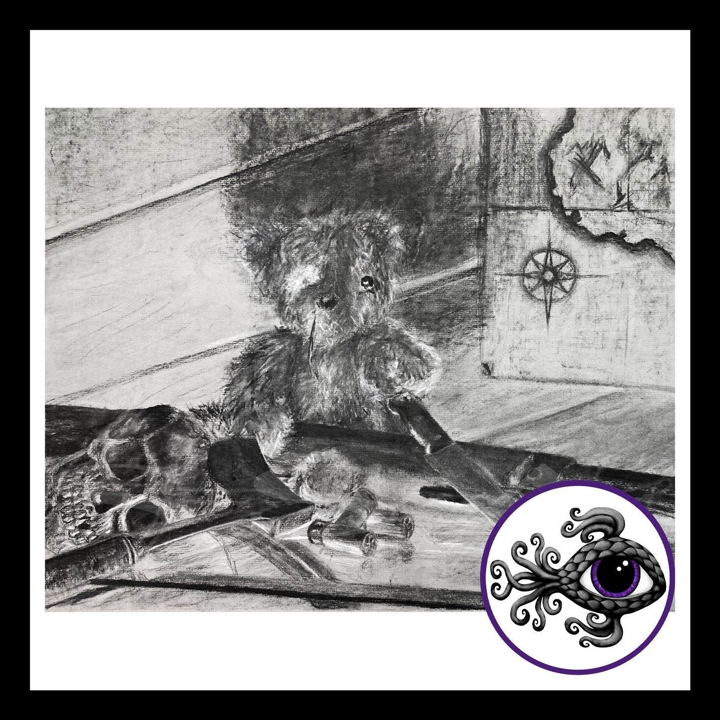 Homicidal Teddy Bear - Print of Original Charcoal Drawing