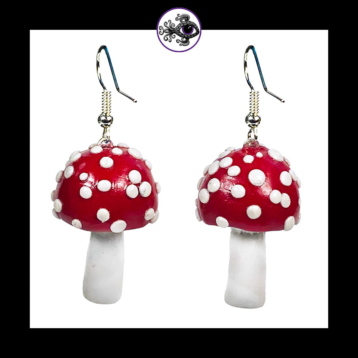 Mushrooms - Red Amanita - Handmade Clay Dangle Earrings *Custom Order Only*