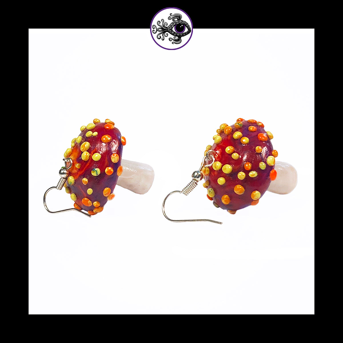 Mushrooms - Red & Yellow Amanita - Handmade Clay Dangle Earrings *Custom Order Only*