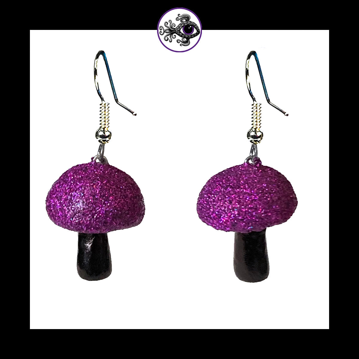Mushrooms - Purple & Black Shimmer - Handmade Clay Dangle Earrings *Custom Order Only*