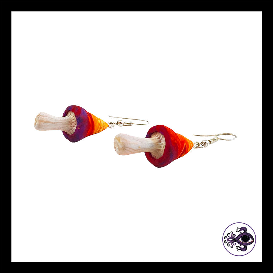 Mushrooms - Sunset Swirl - Handmade Clay Dangle Earrings *Custom Order Only*
