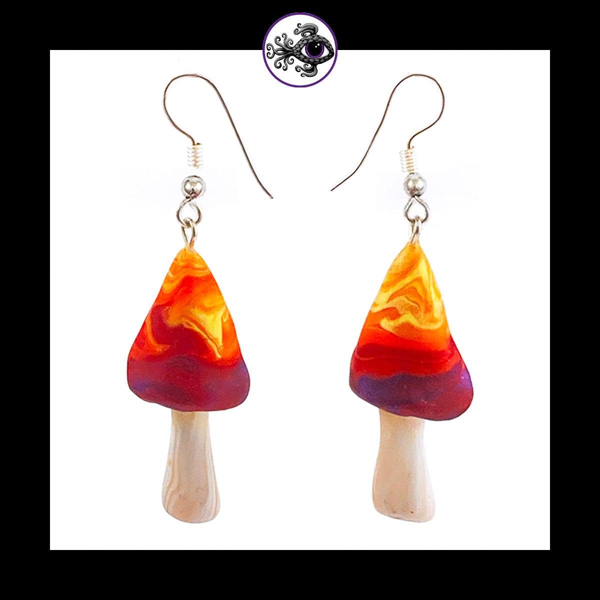 Mushrooms - Sunset Swirl - Handmade Clay Dangle Earrings *Custom Order Only*