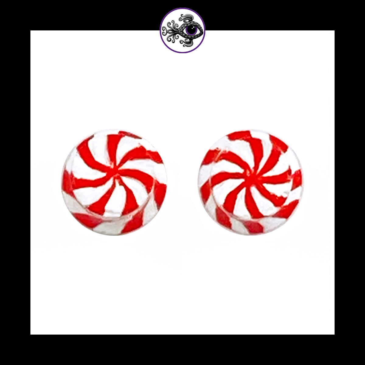 Plugs - 2g 6mm Candy Cane - Hand Painted Clay Gauge Earrings