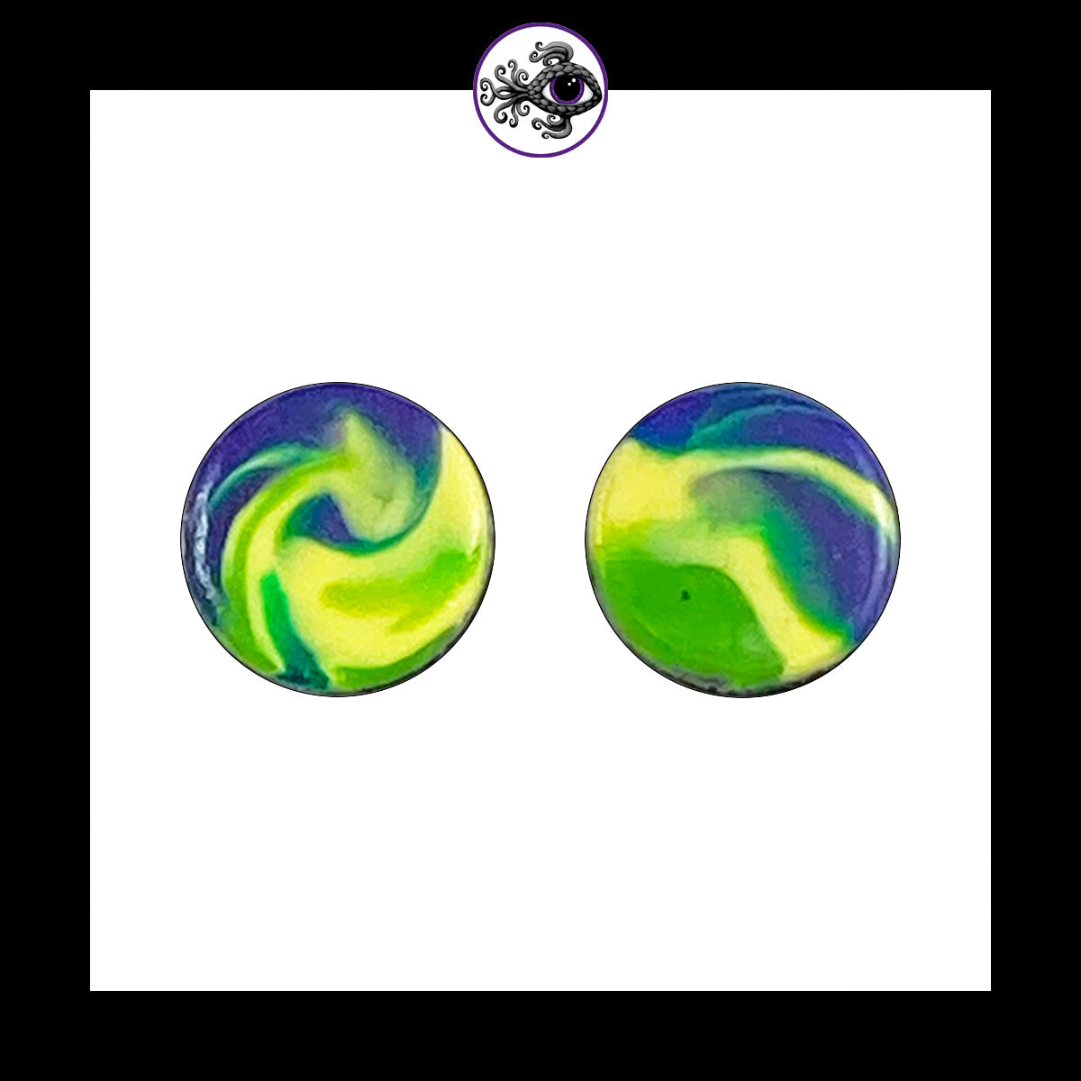 Plugs - 00g 10mm Cool Swirls - Handmade Clay Gauge Earrings in Steel
