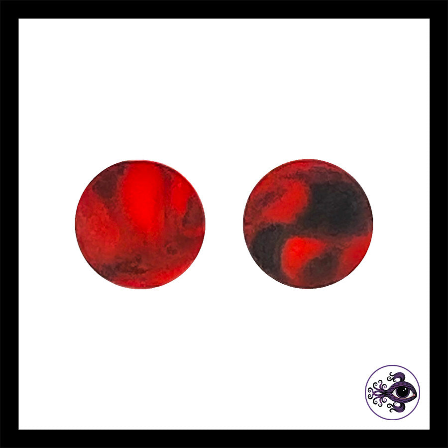 Plugs - 2g 6mm Red & Black Clay - Handmade Clay Gauge Earrings
