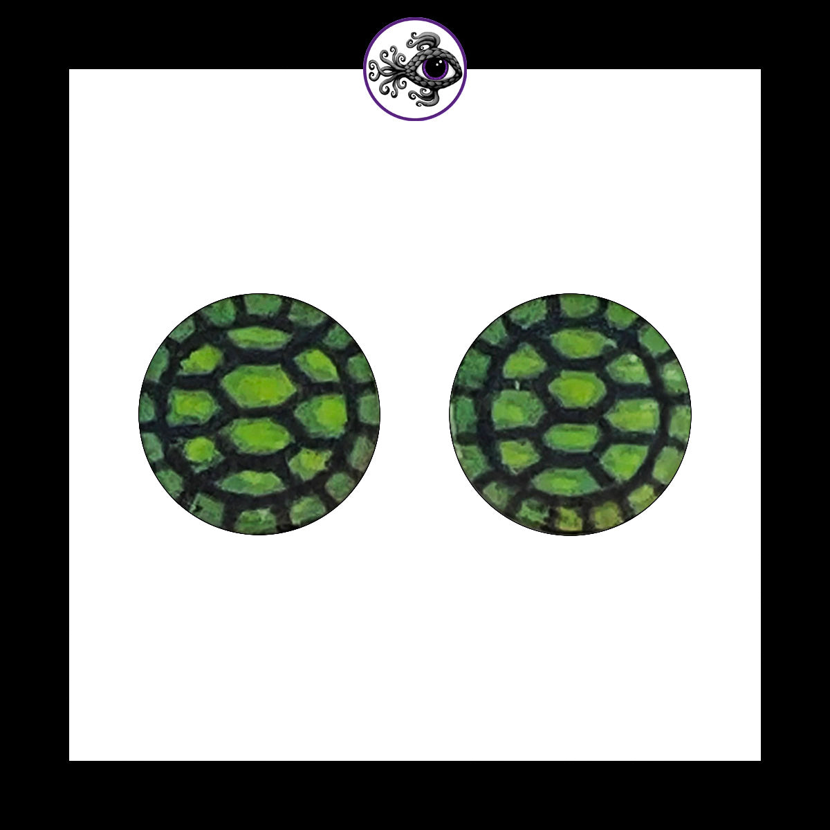 Plugs - 0g 8mm Turtle Shell - Hand Painted Clay Gauge Earrings in Steel