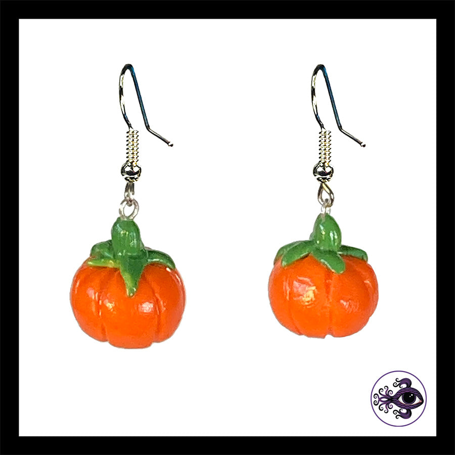 Pumpkins - Orange - Handmade Clay Dangle Earrings