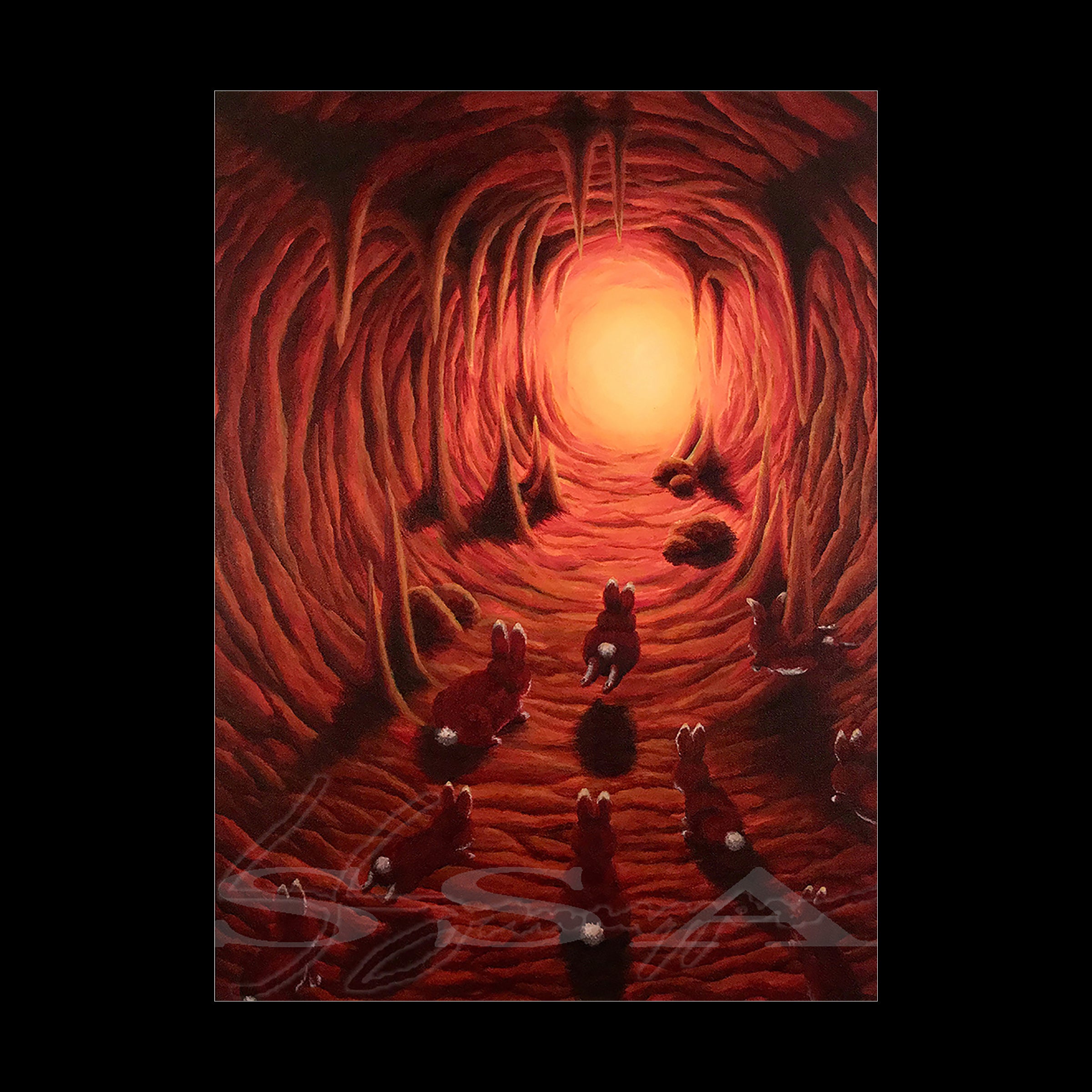 Red Velvet Rabbits - Print of Original Acrylic Painting – Simone