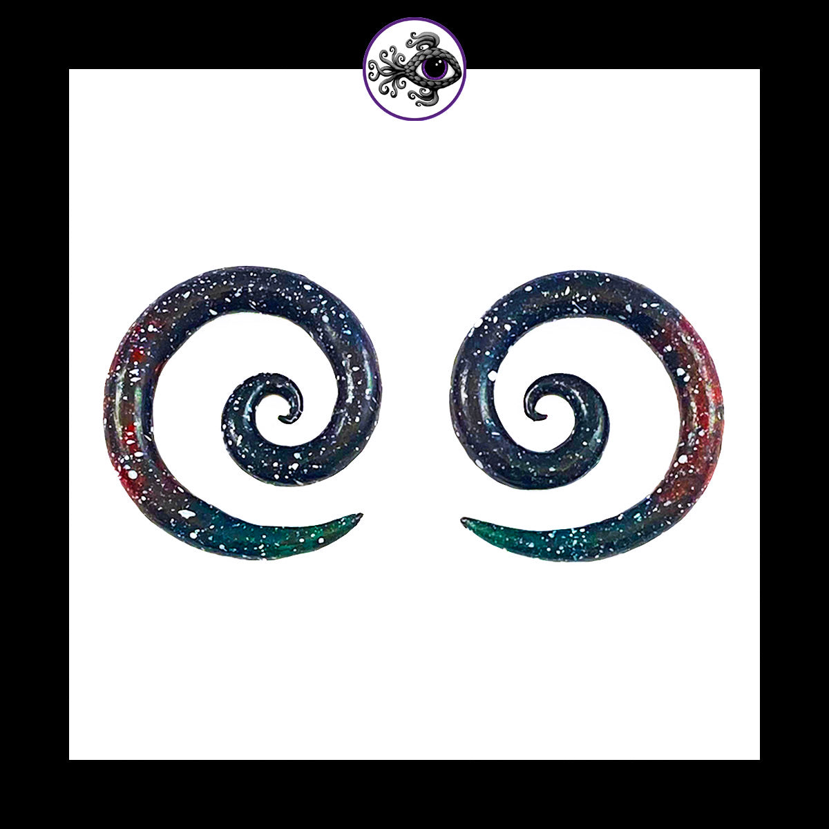 Spiral - 4g 5mm Galaxy - Handmade & Painted Clay Gauge Earrings
