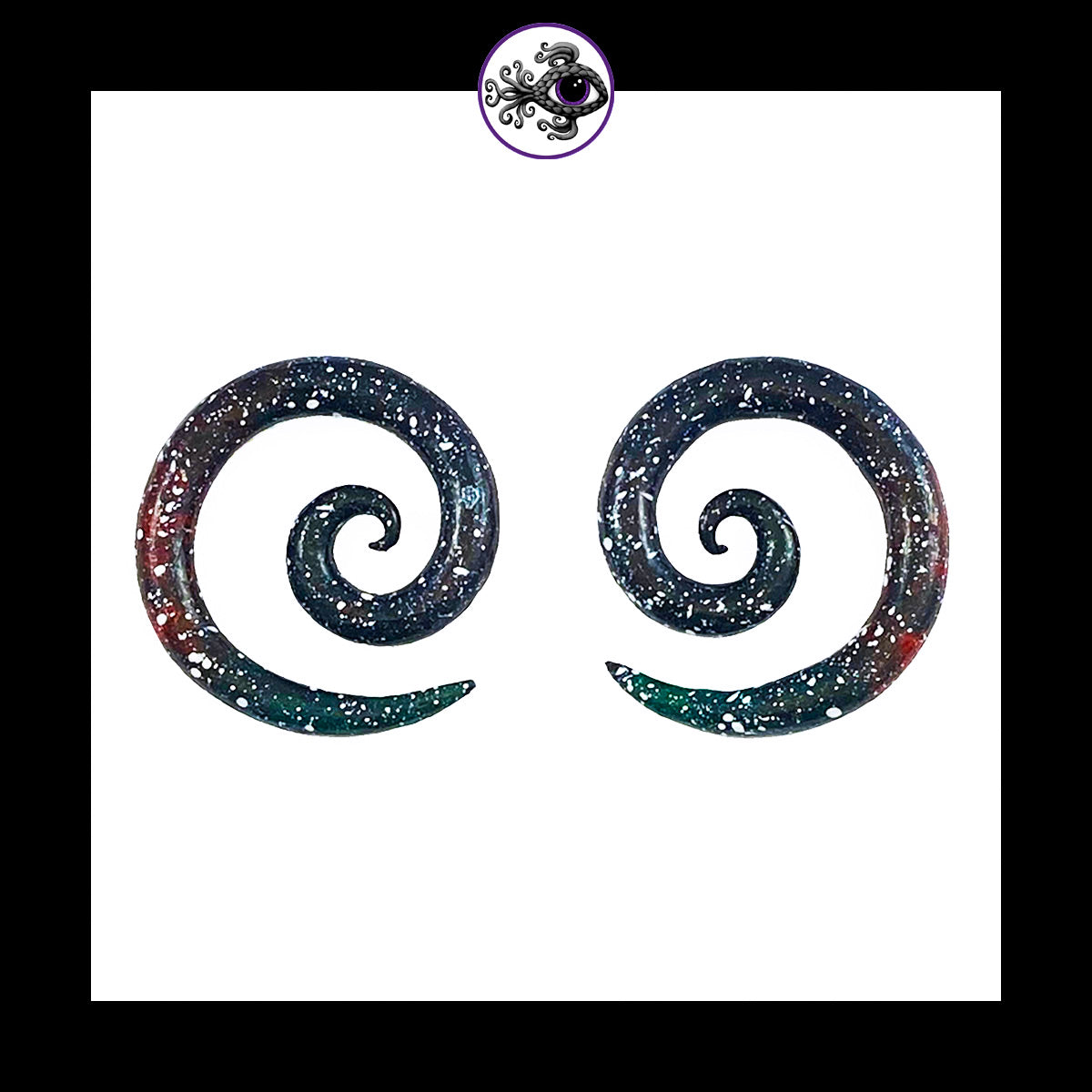 Spiral - 4g 5mm Galaxy - Handmade & Painted Clay Gauge Earrings