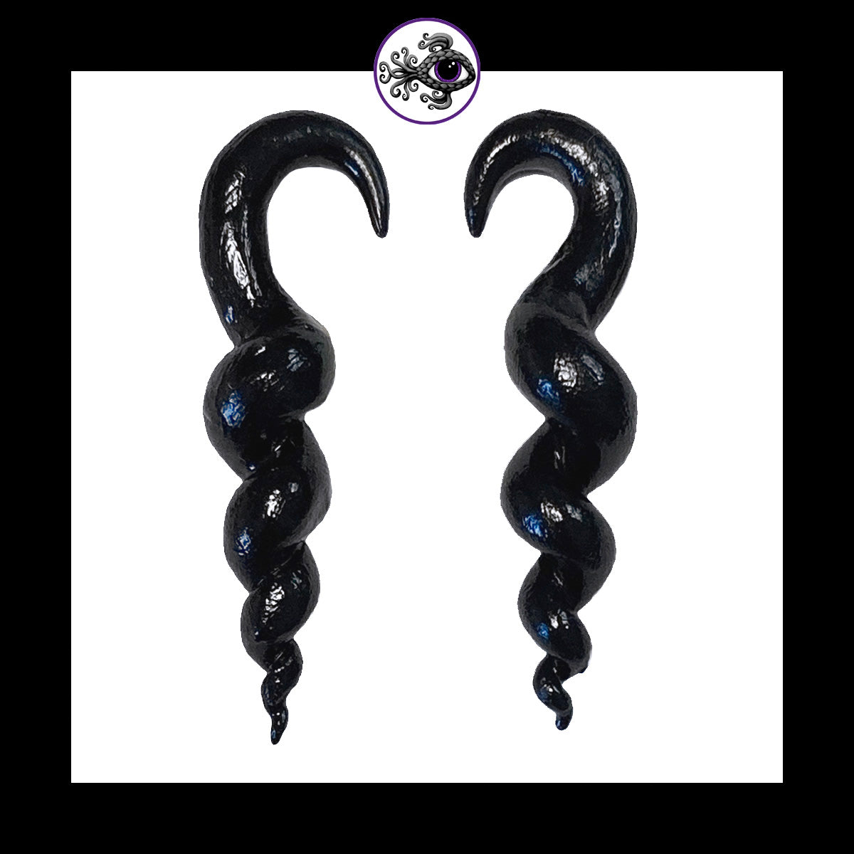 Spiral - Corkscrew - 6g 4mm Black - Handmade Clay Gauge Earrings