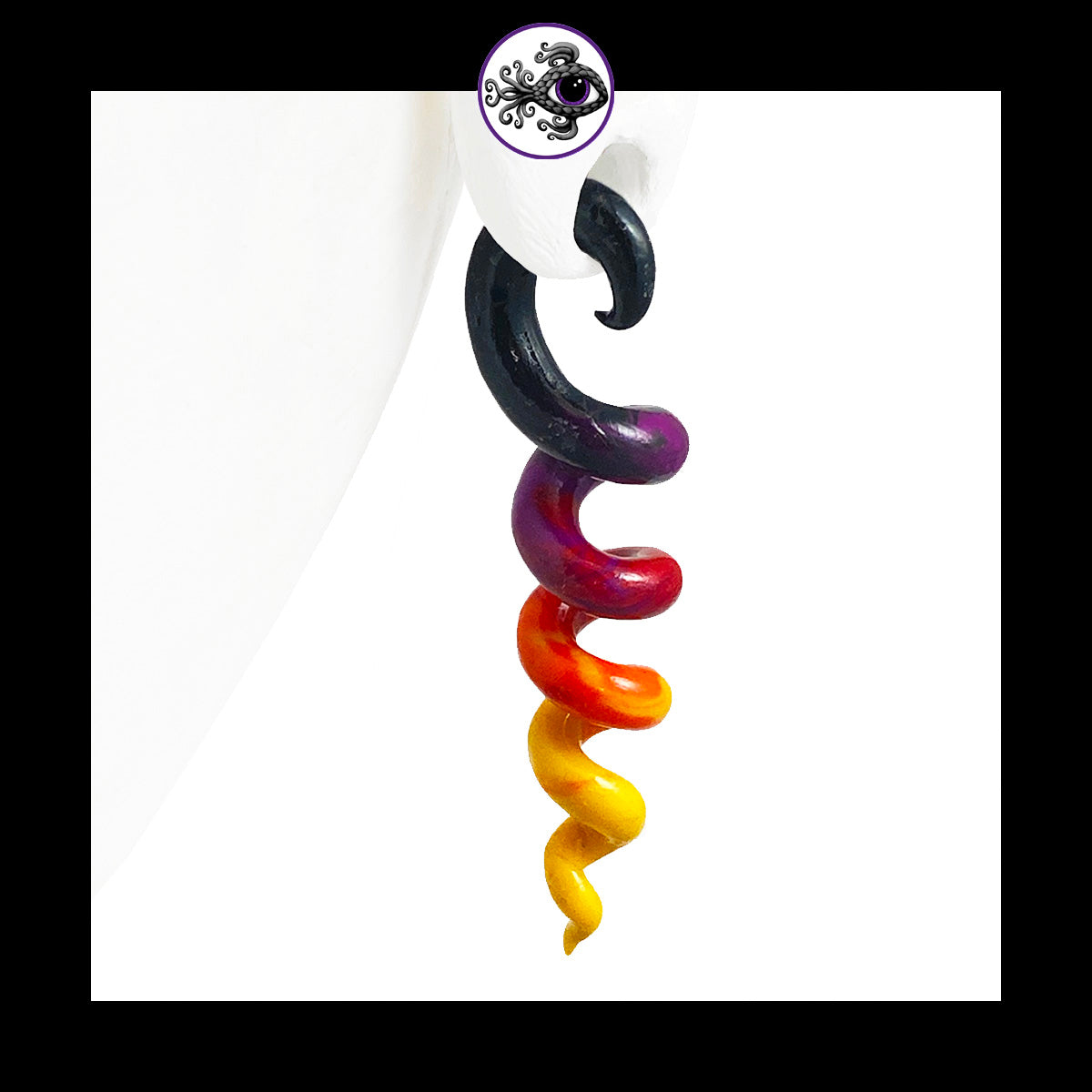Spiral - Corkscrew - 4g 5mm Sunset - Handmade Clay Gauge Earrings