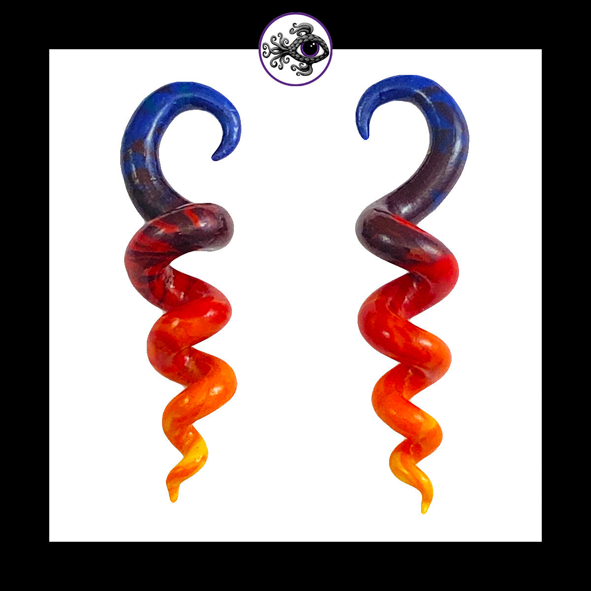 Spiral - Corkscrew - 4g 5mm Sunset - Handmade Clay Gauge Earrings