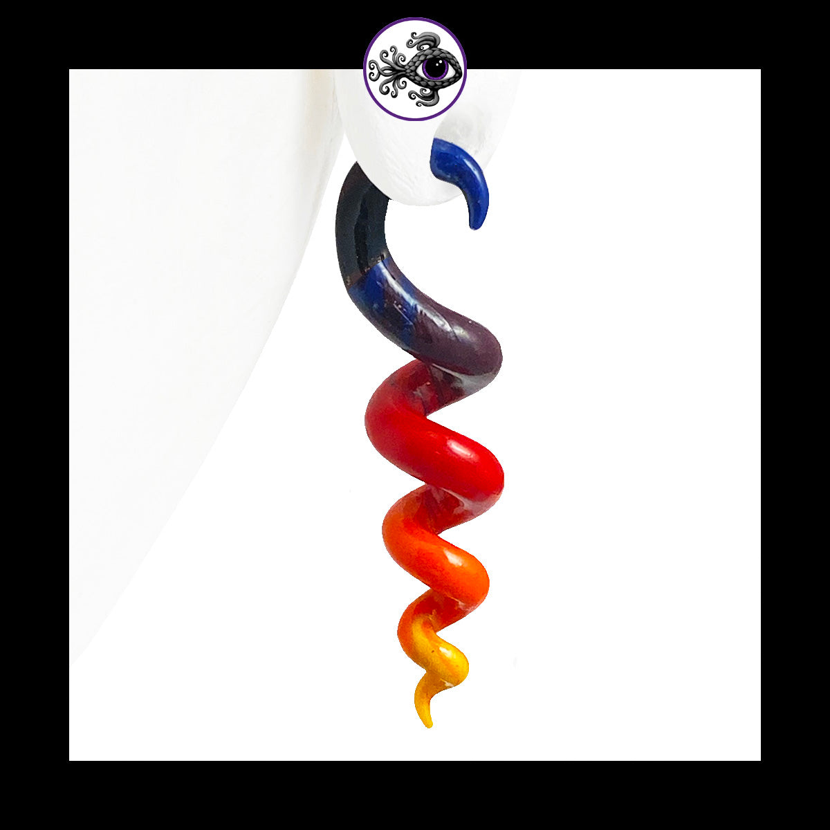Spiral - Corkscrew - 4g 5mm Sunset - Handmade Clay Gauge Earrings