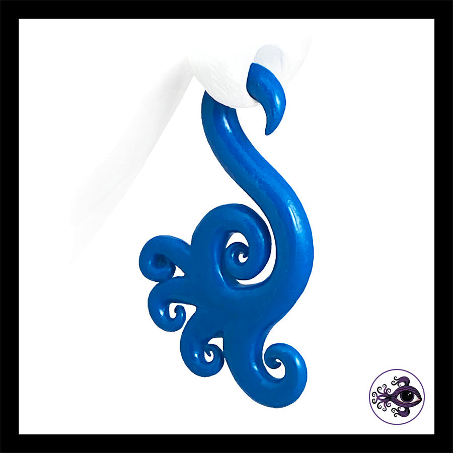 Spiral - Multi - 4g 5mm Blue - Handmade Clay Gauge Earrings