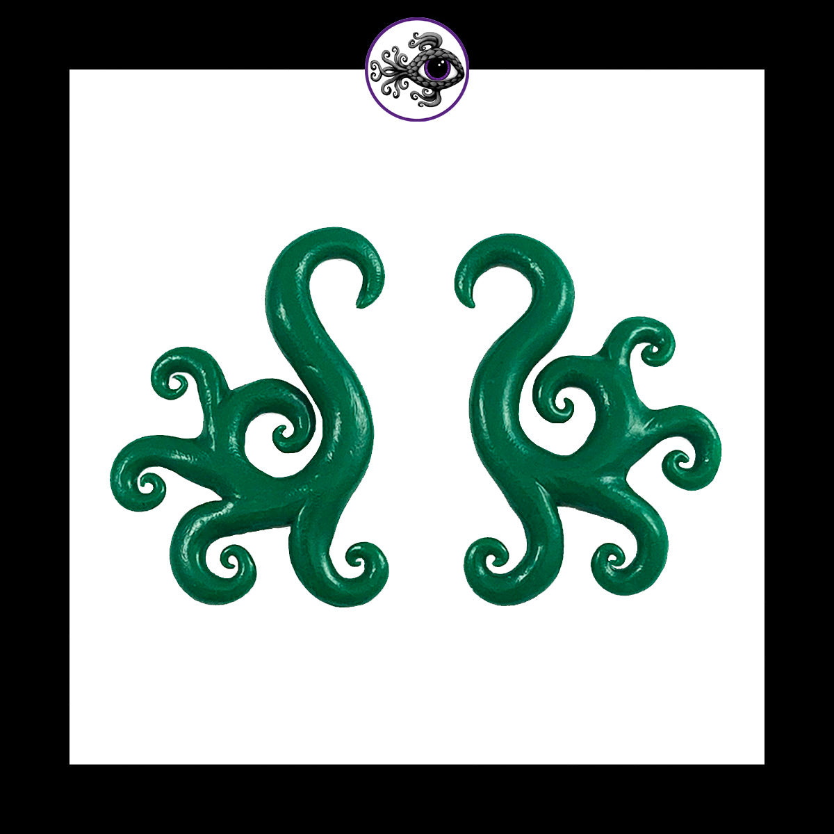 Spiral - Multi - 4g 5mm Green - Handmade Clay Gauge Earrings