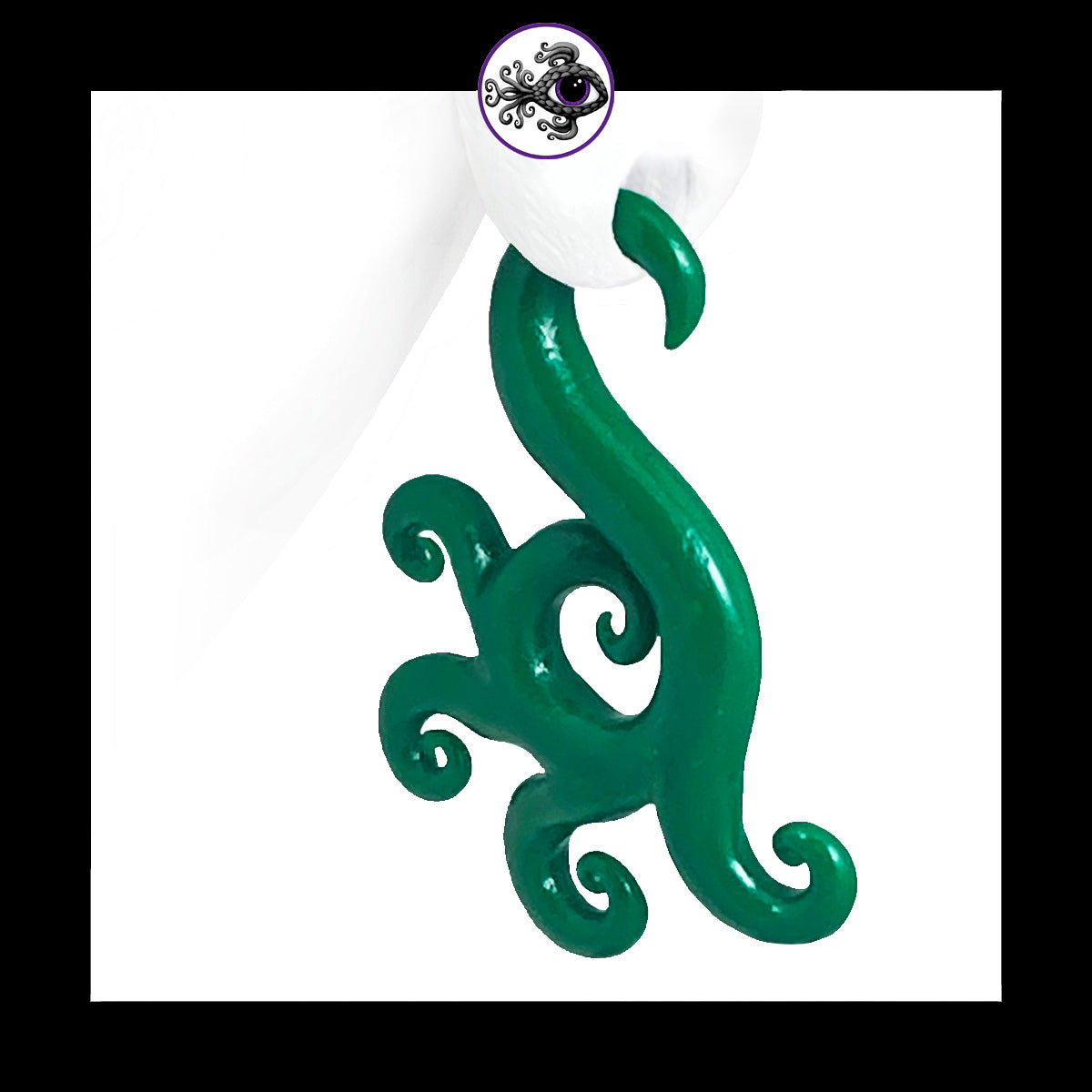 Spiral - Multi - 4g 5mm Green - Handmade Clay Gauge Earrings