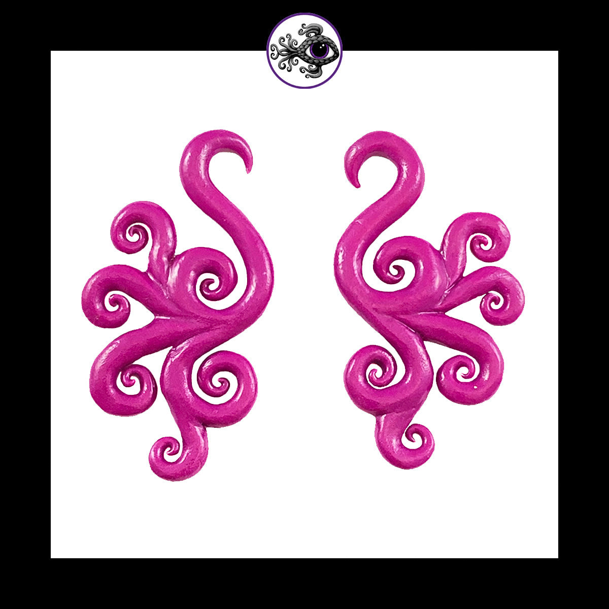 Spiral - Multi - 4g 5mm Magenta - Handmade Clay Gauge Earrings