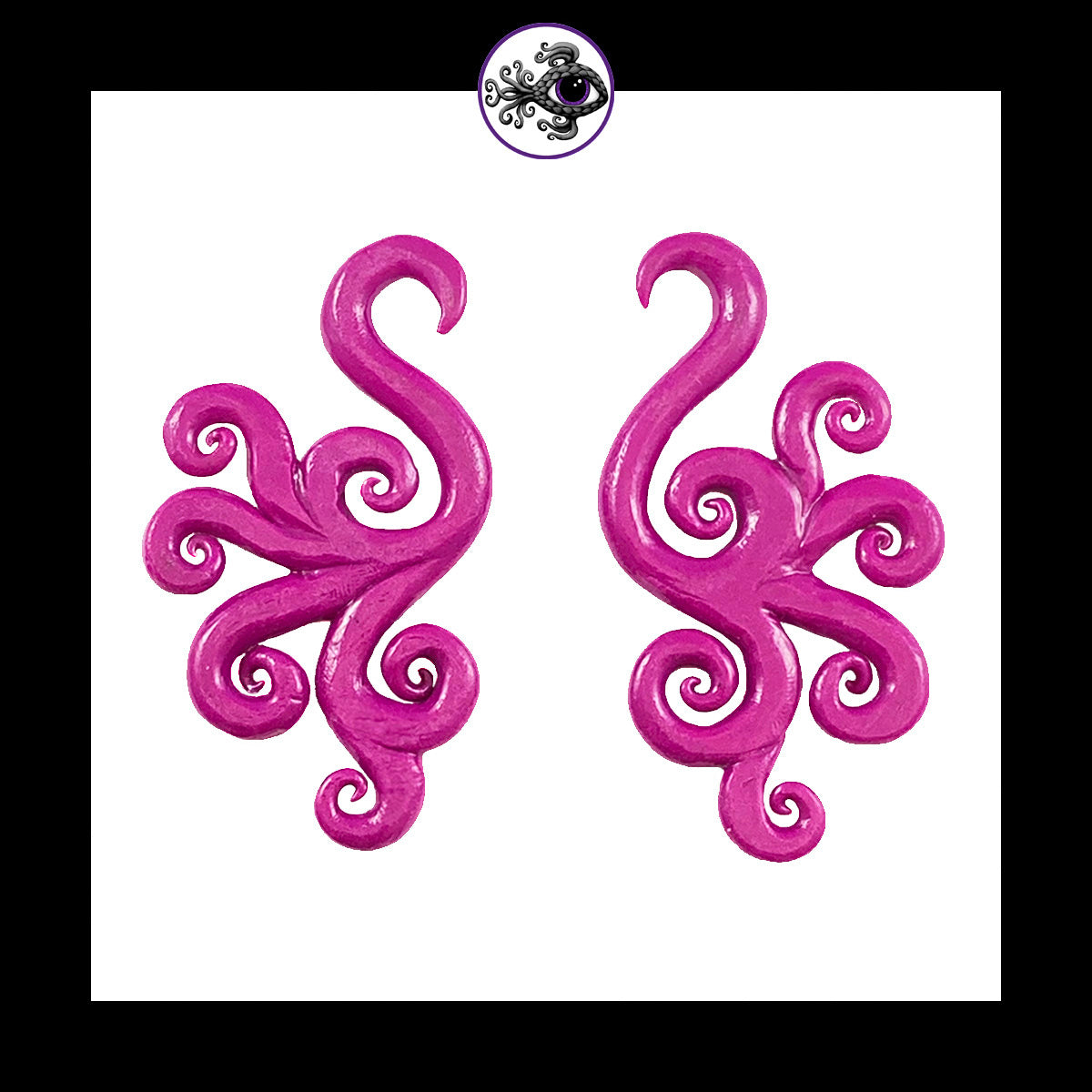 Spiral - Multi - 4g 5mm Magenta - Handmade Clay Gauge Earrings