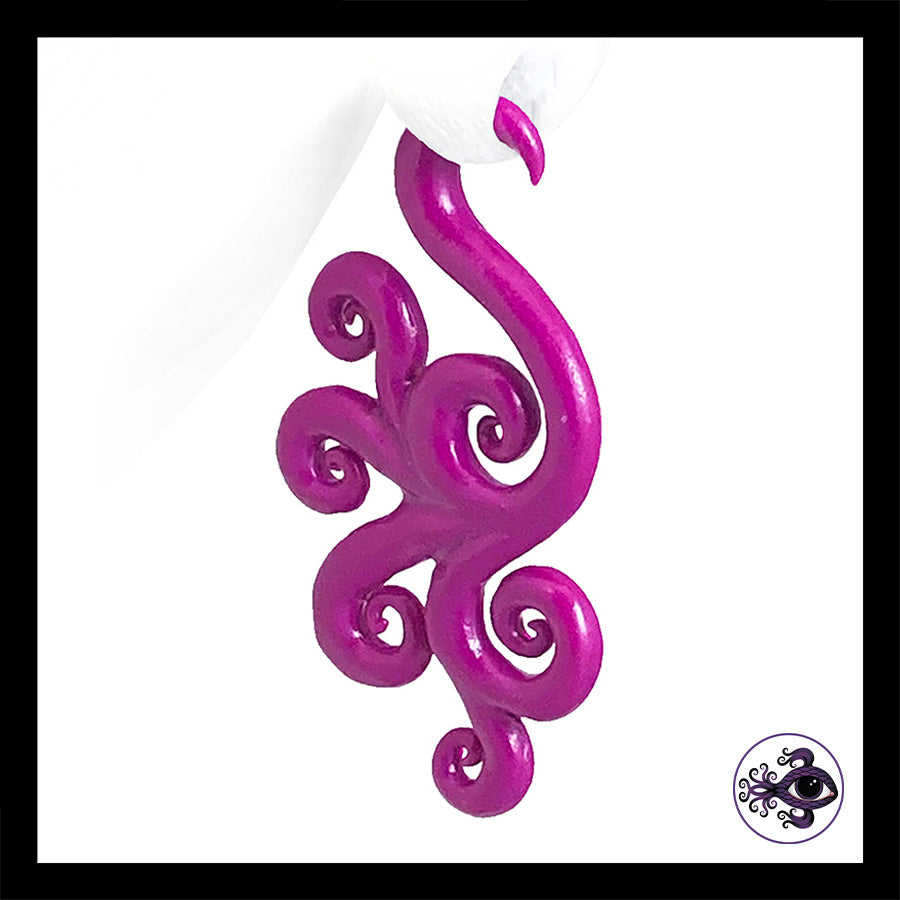 Spiral - Multi - 4g 5mm Magenta - Handmade Clay Gauge Earrings