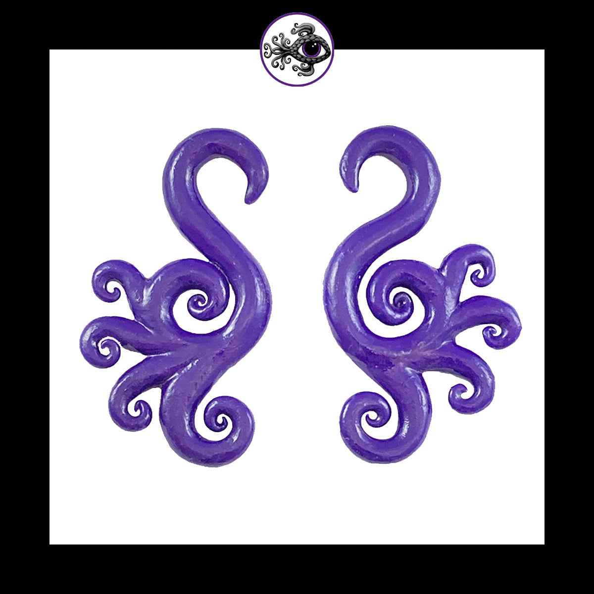 Spiral - Multi - 4g 5mm Purple - Handmade Clay Gauge Earrings