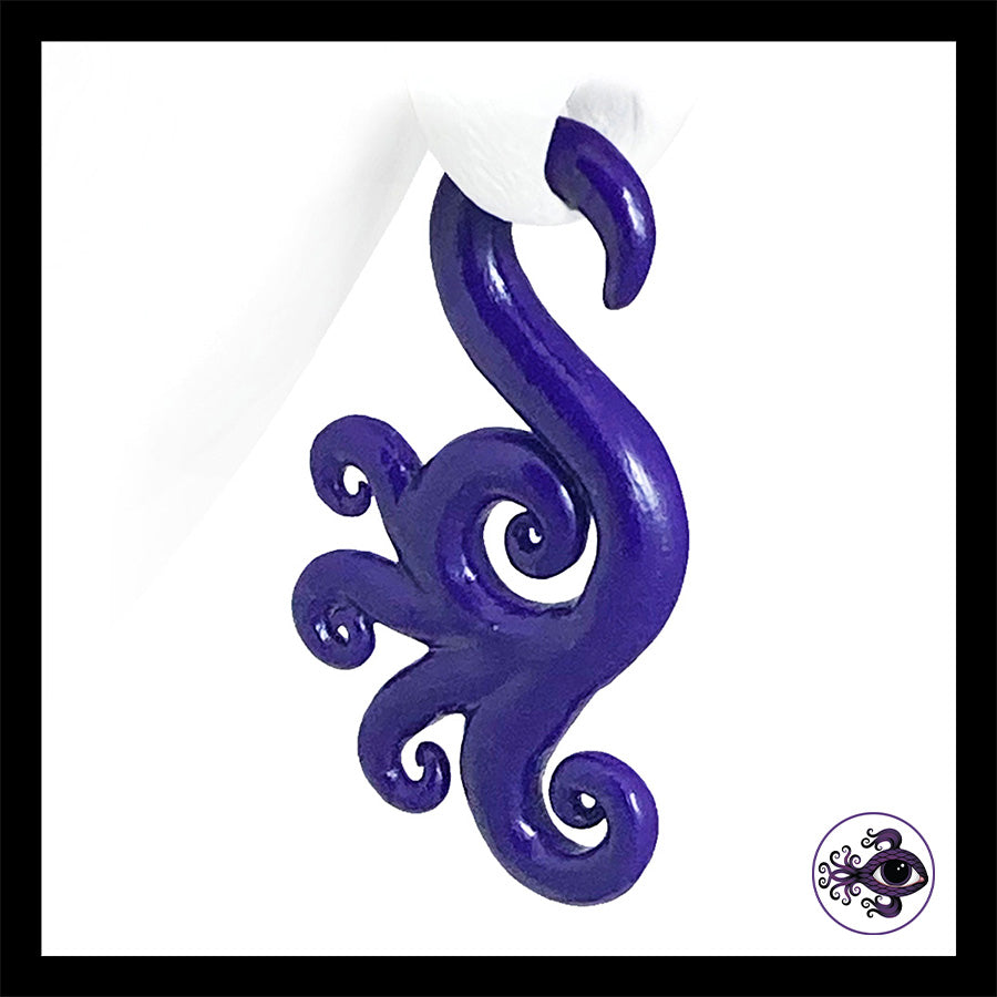 Spiral - Multi - 4g 5mm Purple - Handmade Clay Gauge Earrings