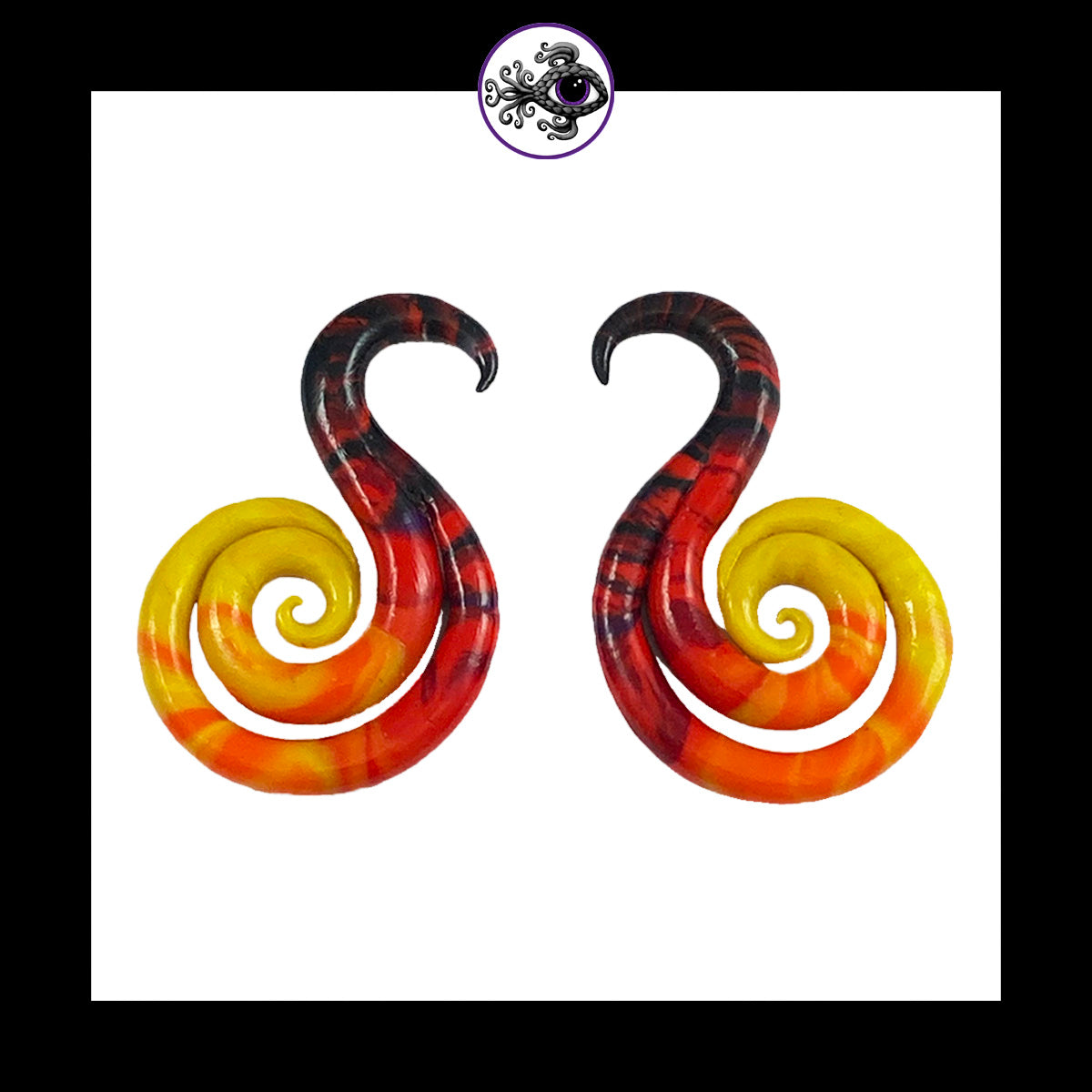 Spiral - SS - 6g 4mm Sunset - Handmade Clay Gauge Earrings