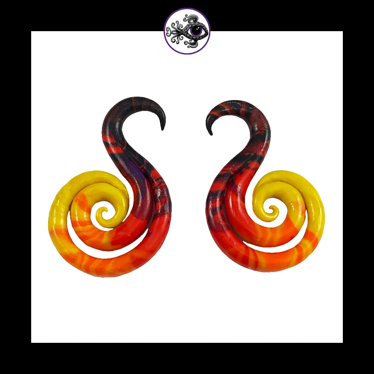 Spiral - SS - 6g 4mm Sunset - Handmade Clay Gauge Earrings