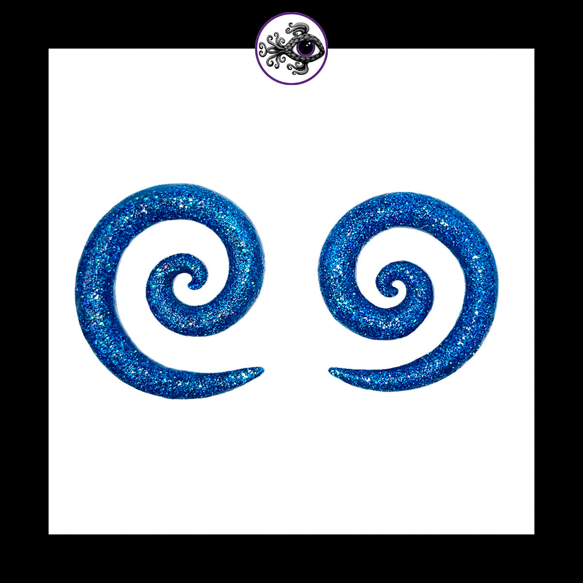 Spiral - 0g 8mm - Blue Shimmer - Handmade Clay Gauge Earrings