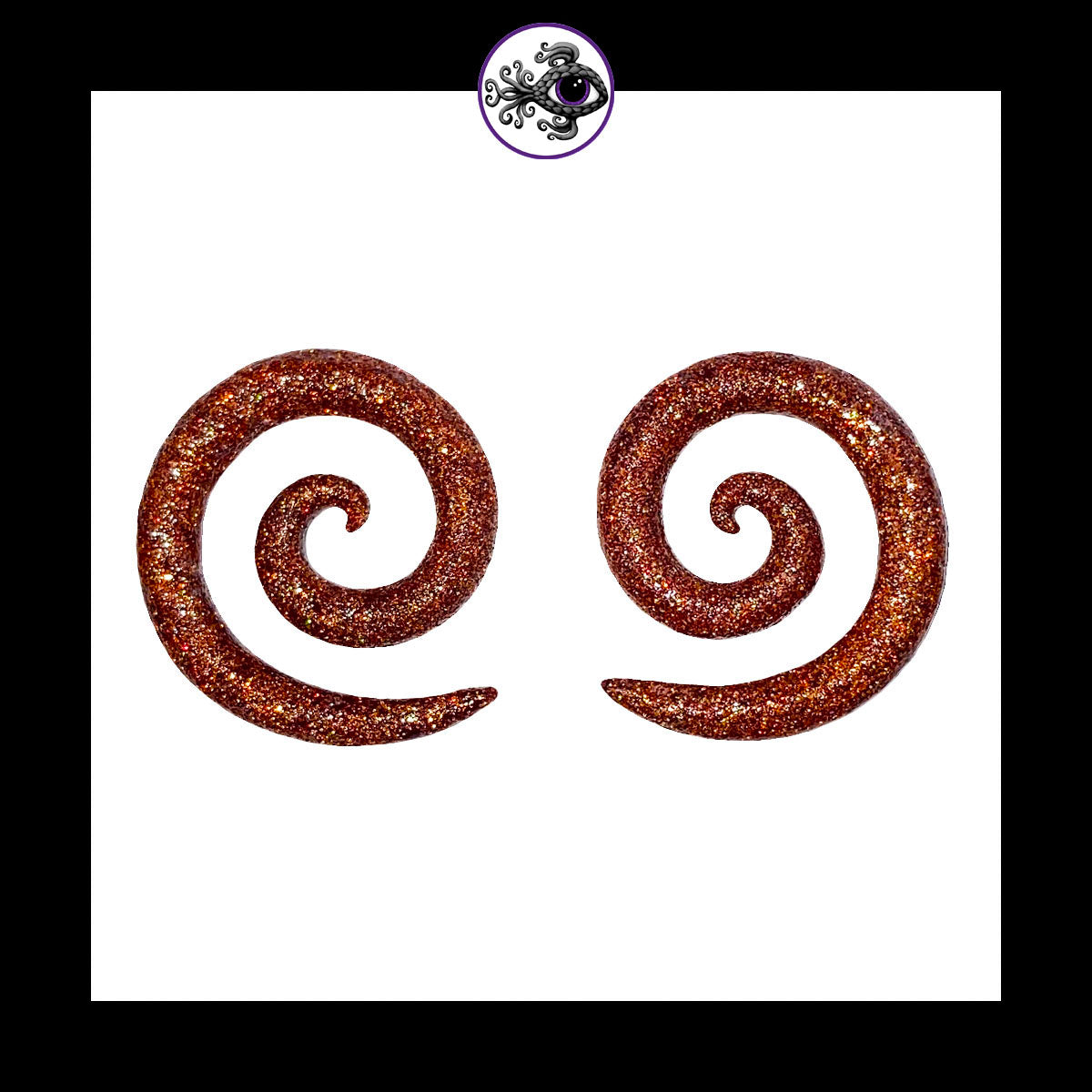 Spiral - 2g 6mm - Orange Shimmer - Handmade Clay Gauge Earrings